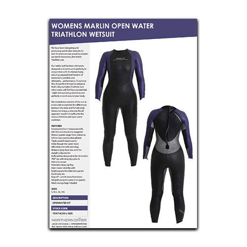 Womens Marlin Wetsuit Datasheet